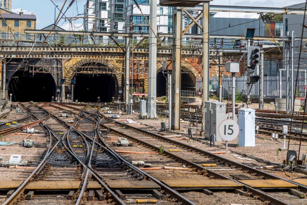 Kings Cross station tracks towards the tunnels