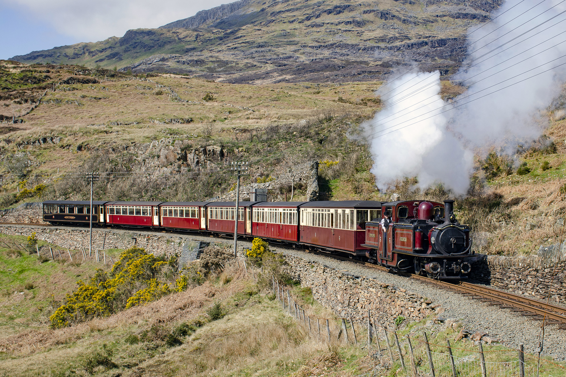 Steam train on the Ffestiniog Railway 2020