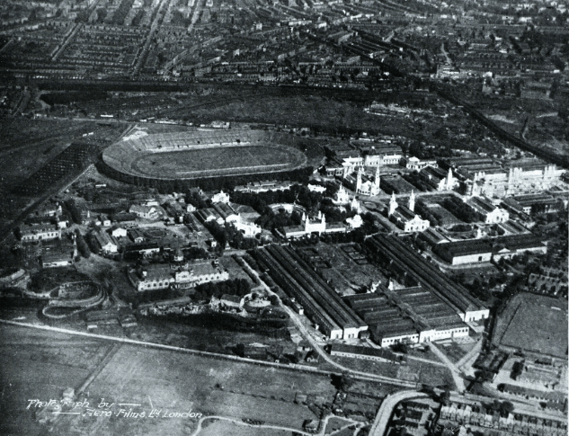 Black and white aerial shot of the White City site, 1922