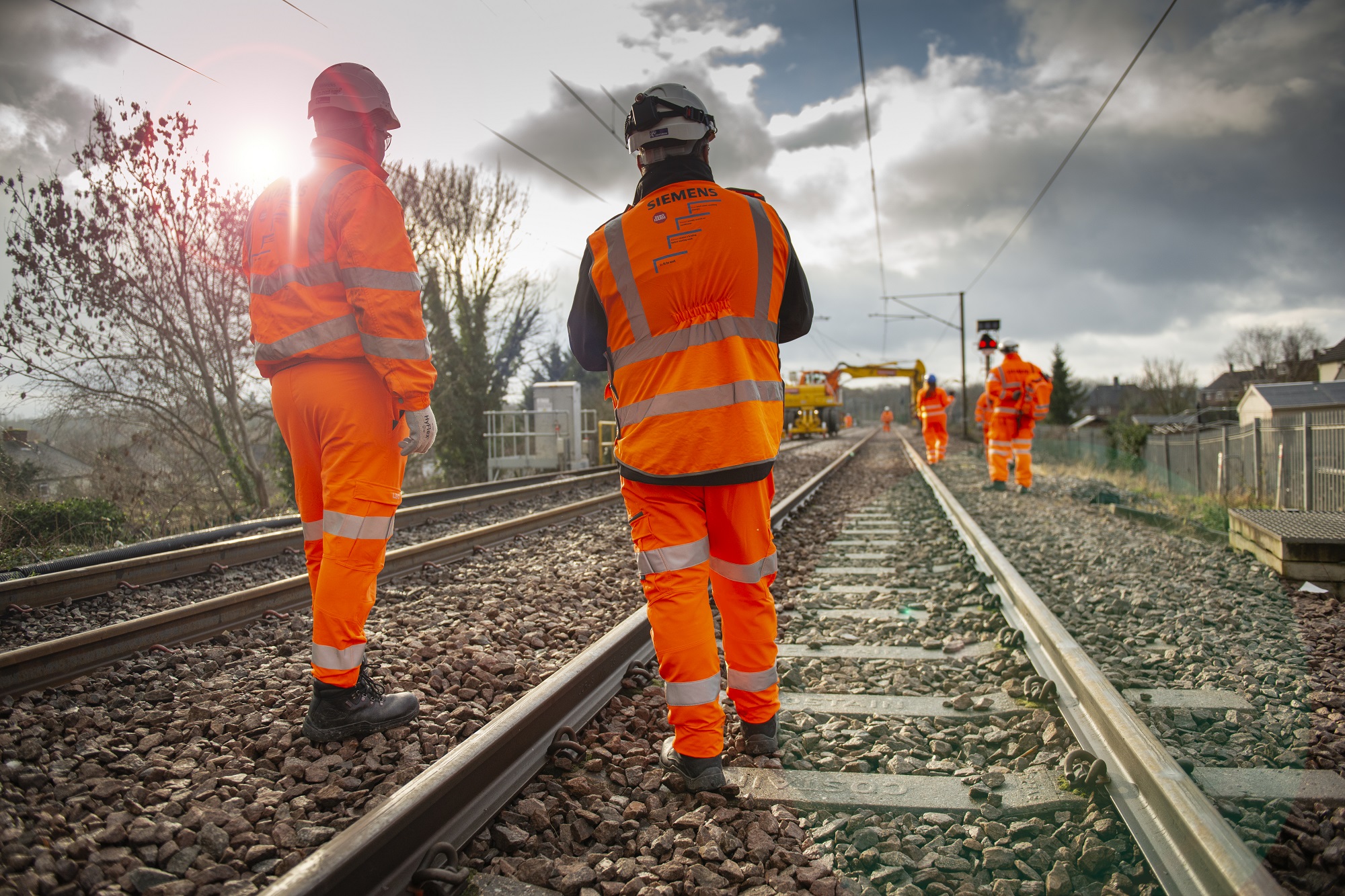 Engineers on the tracks while working on the East Coast Digital Programme between Welwyn and Hitchin.